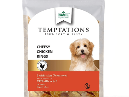 Basil Temptations Cheesy Chicken Rings Dog Treat Online now