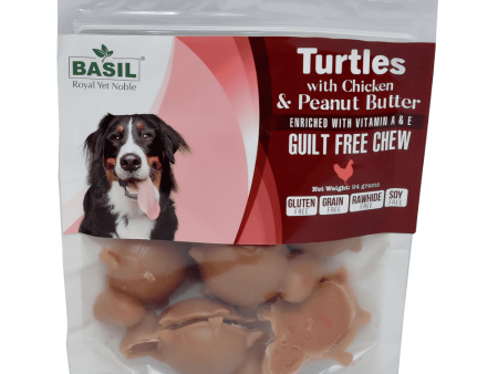 Basil Chicken & Peanut Butter Turtle Shaped Dog Chew Treats Fashion