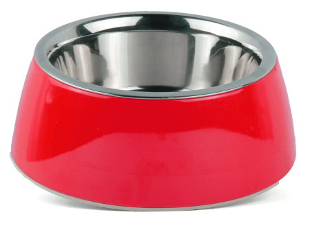 Basil Solid Color Melamine Bowl for Dogs and Cats (Red) For Sale