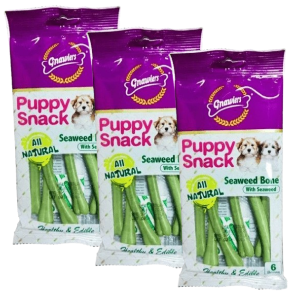 Gnawlers Puppy Snack Seaweed Bone Dog Treats Discount